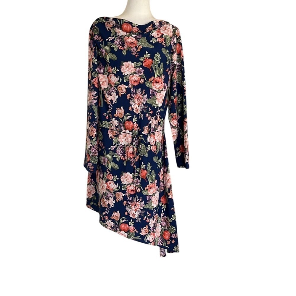 Abercrombie & Fitch Floral‎ Asymmetric Hem Midi Dress Wedding Guest sz XL NWOT